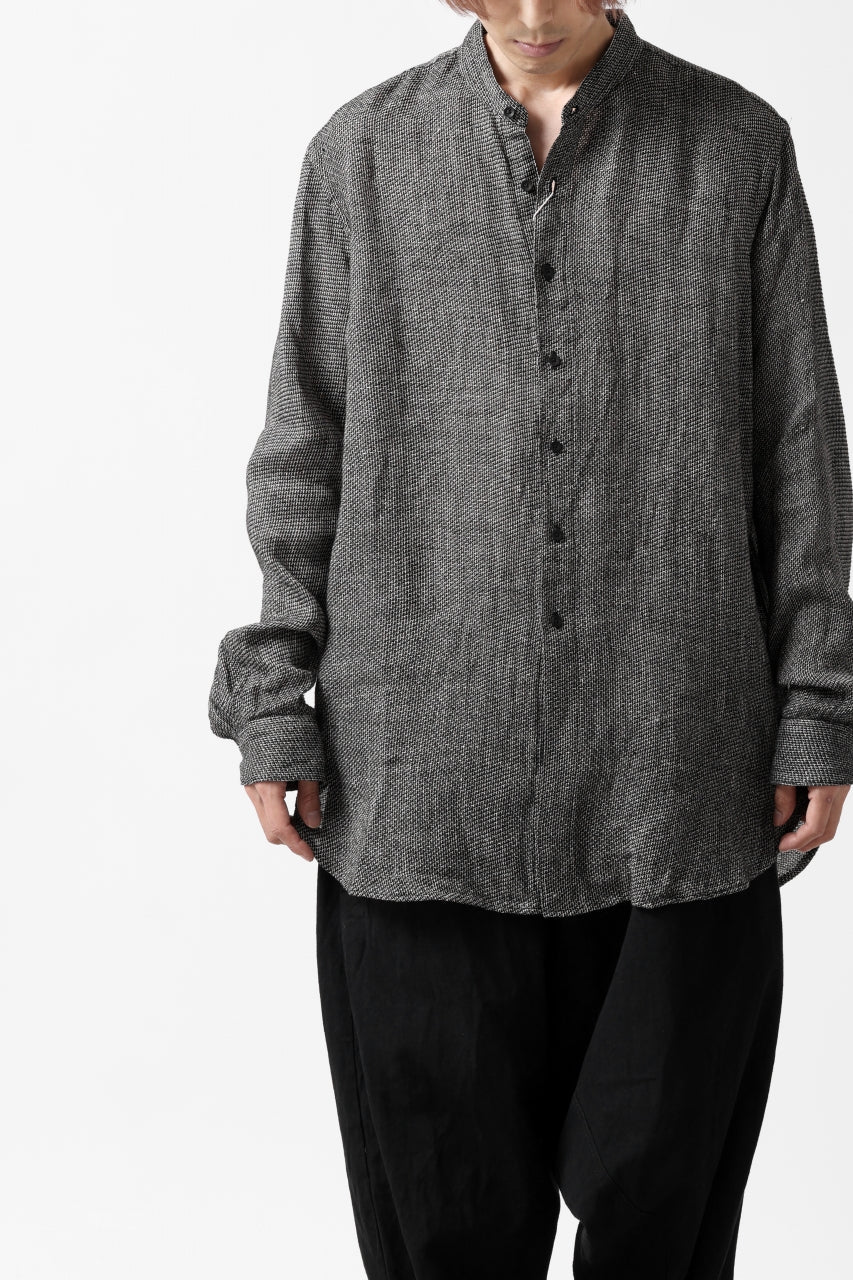 COLINA GRANPA SHIRT / LINEN TWEED (BLACK) - Image 11