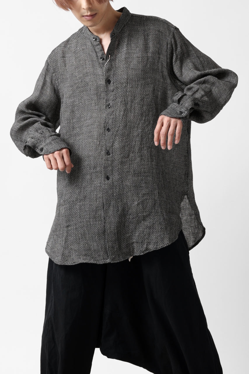 COLINA GRANPA SHIRT / LINEN TWEED (BLACK) - Image 12