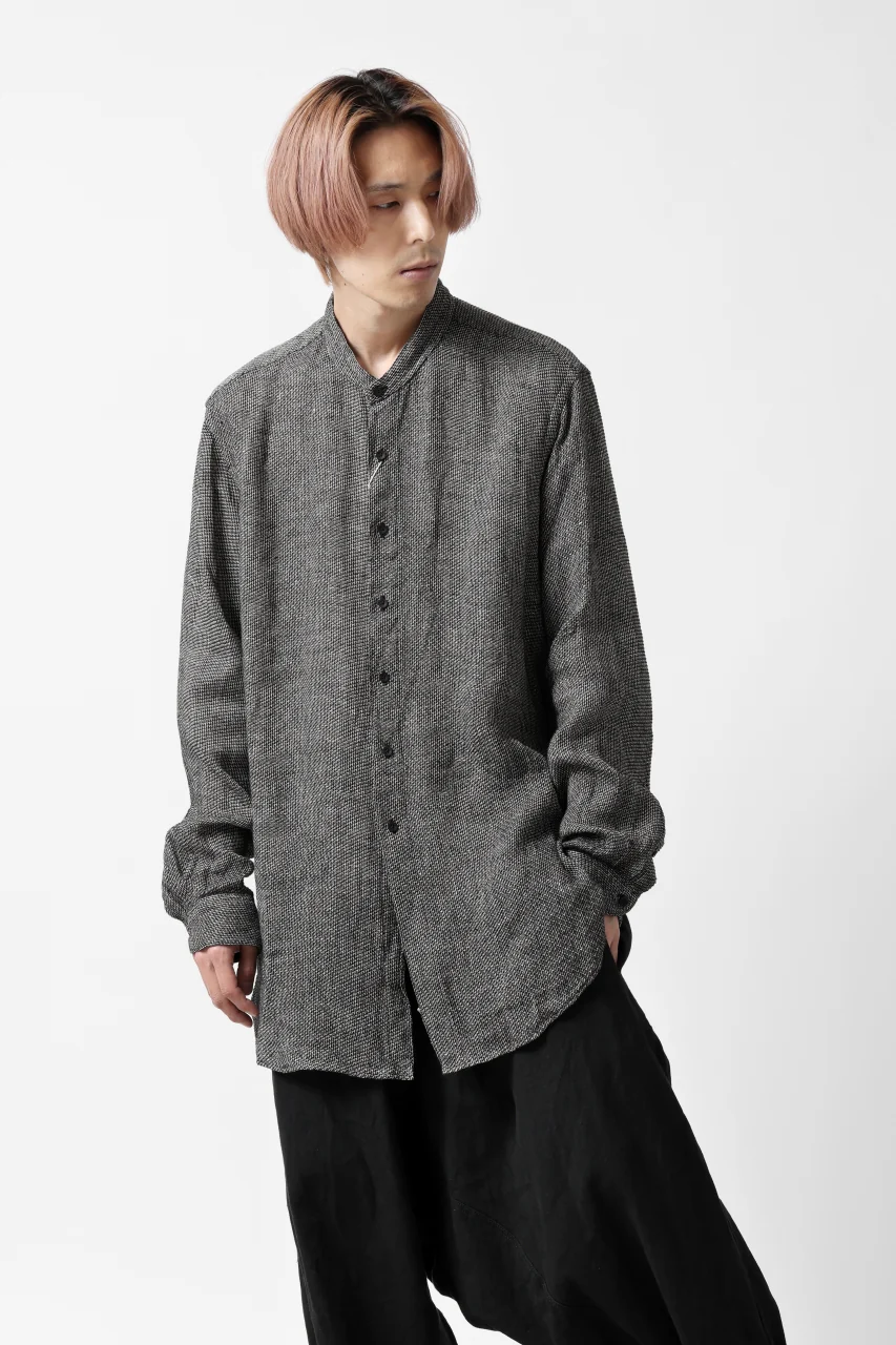 COLINA GRANPA SHIRT / LINEN TWEED (BLACK) - Image 13