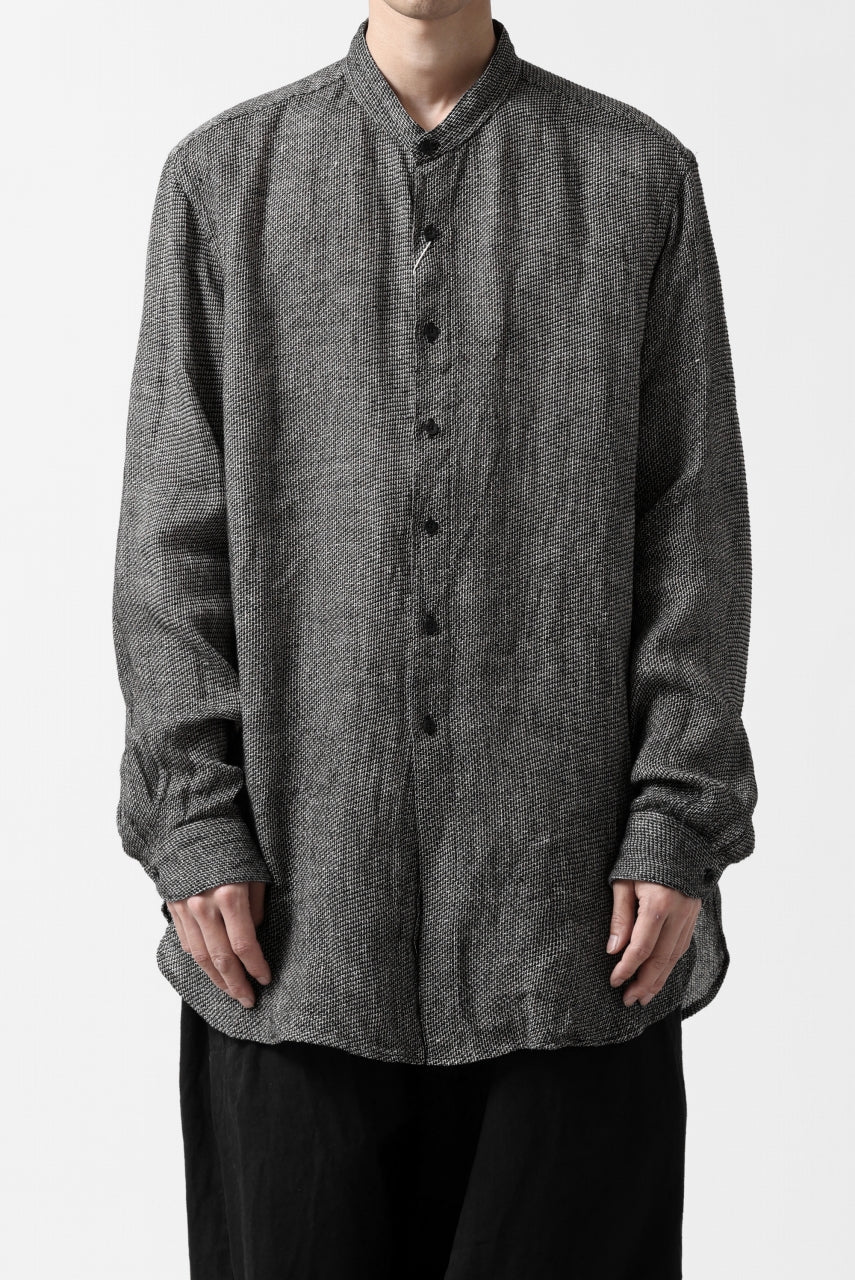 COLINA GRANPA SHIRT / LINEN TWEED (BLACK) - Image 14
