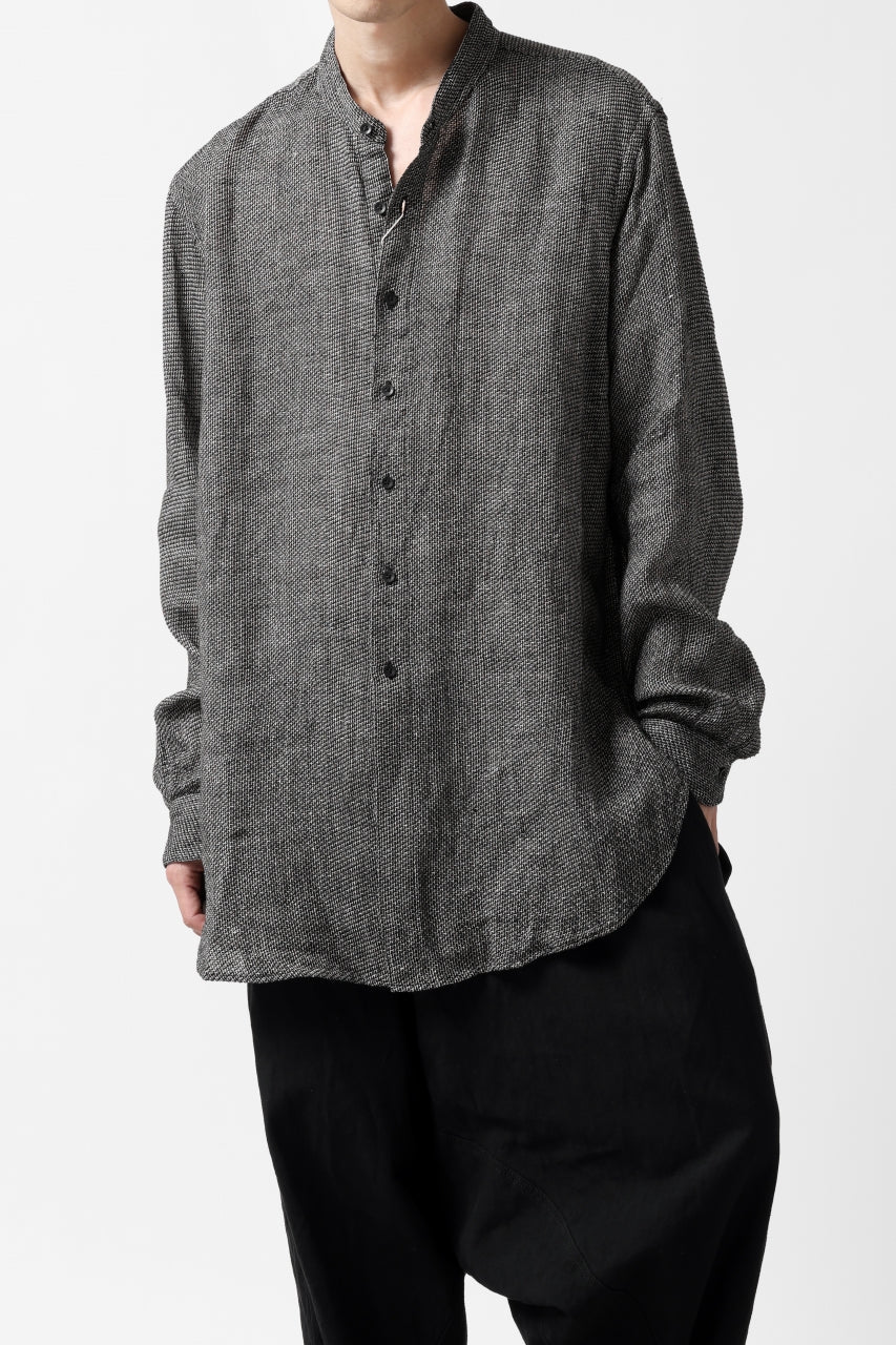 COLINA GRANPA SHIRT / LINEN TWEED (BLACK) - Image 2