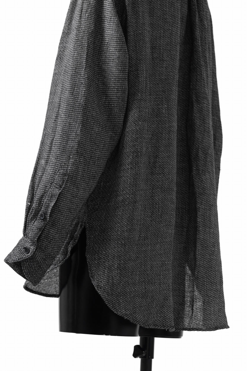 COLINA GRANPA SHIRT / LINEN TWEED (BLACK) - Image 25