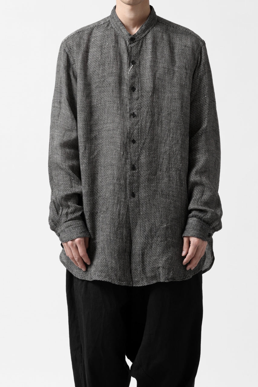 COLINA GRANPA SHIRT / LINEN TWEED (BLACK) - Image 3