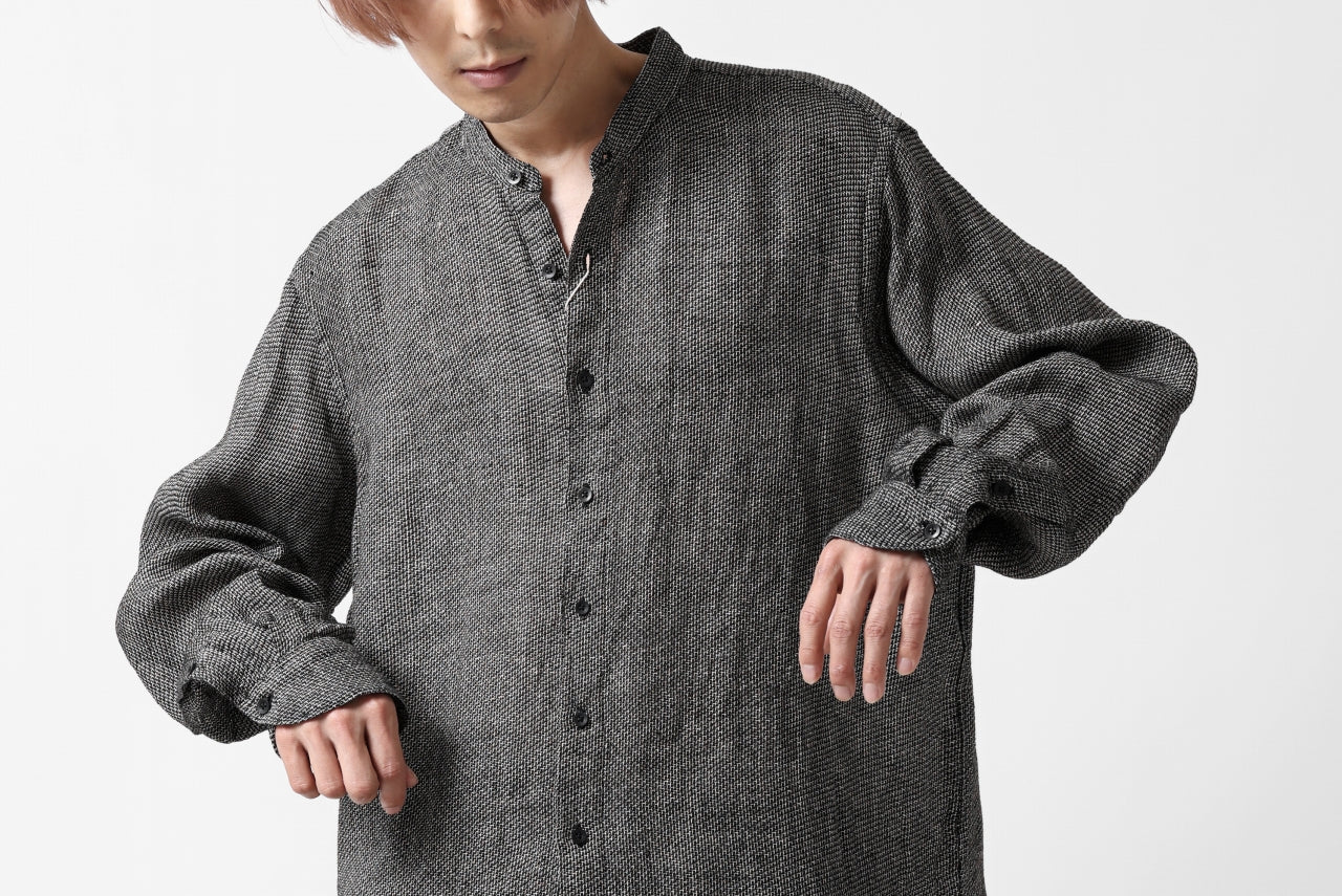 COLINA GRANPA SHIRT / LINEN TWEED (BLACK) - Image 32