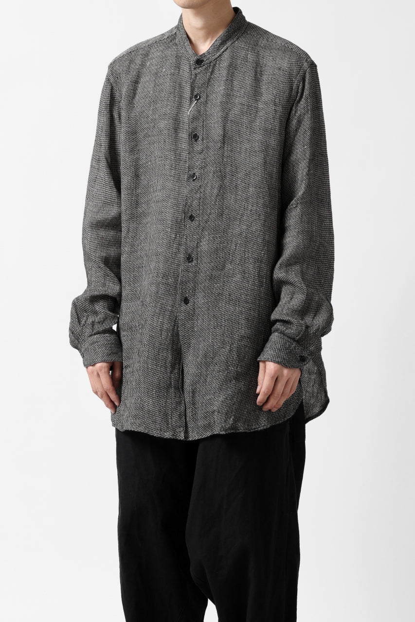 COLINA GRANPA SHIRT / LINEN TWEED (BLACK) - Image 4