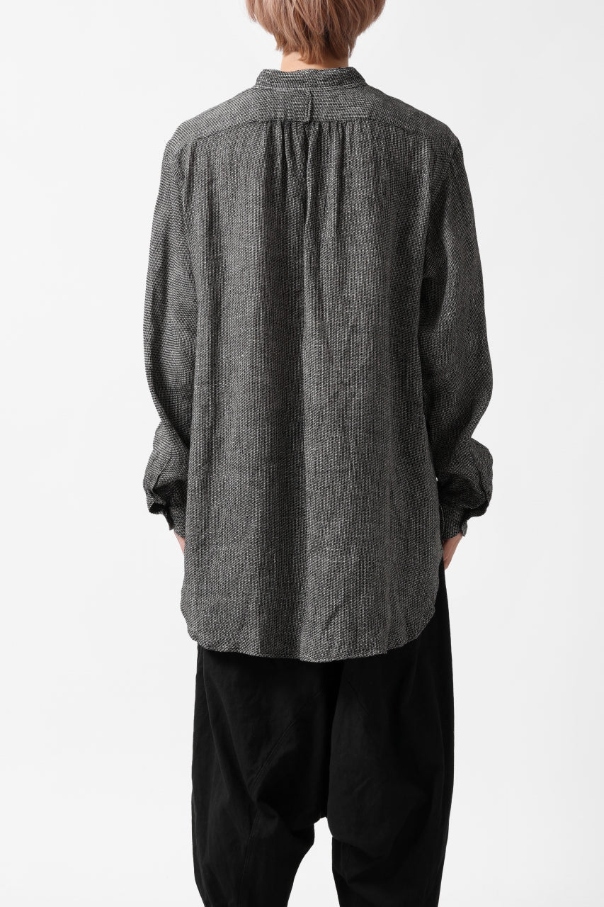 COLINA GRANPA SHIRT / LINEN TWEED (BLACK) - Image 5