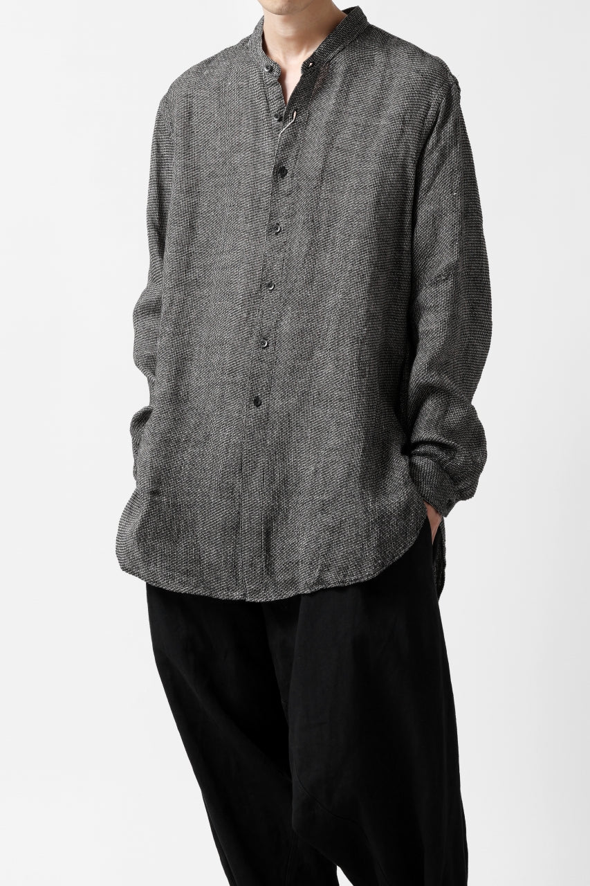 COLINA GRANPA SHIRT / LINEN TWEED (BLACK) - Image 6