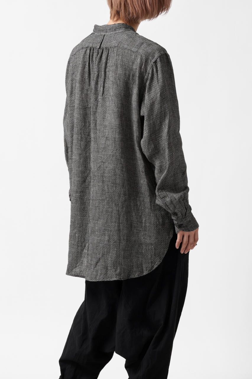 COLINA GRANPA SHIRT / LINEN TWEED (BLACK) - Image 7