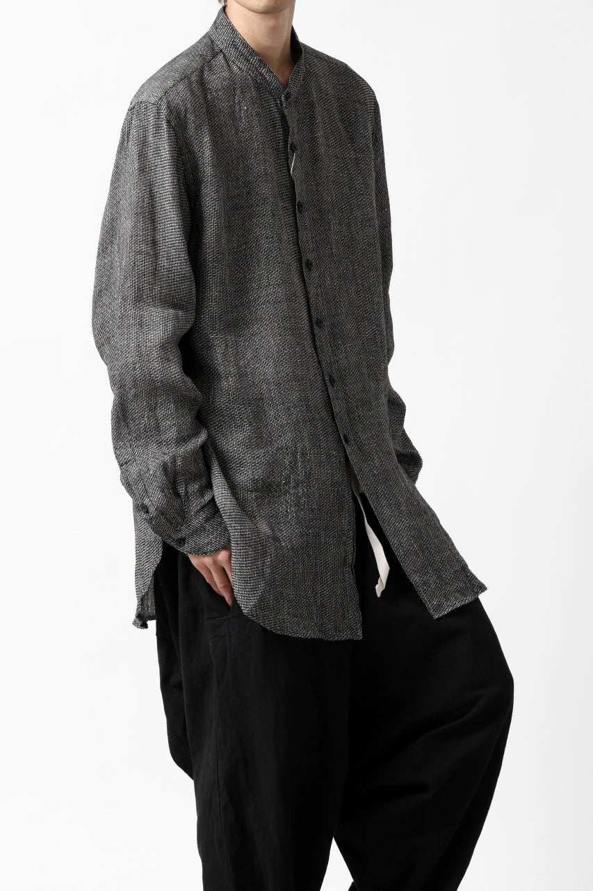 COLINA GRANPA SHIRT / LINEN TWEED (BLACK) - Image 8