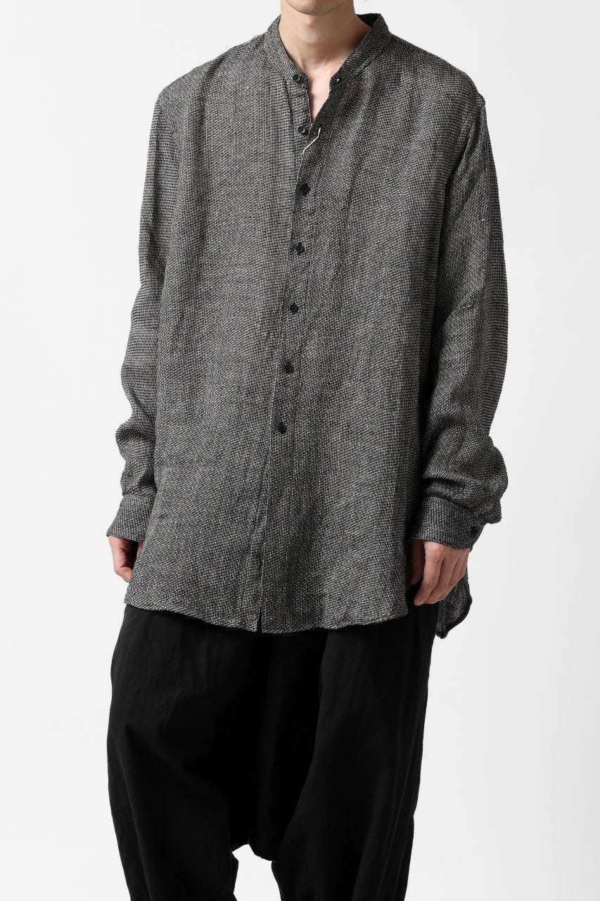 COLINA GRANPA SHIRT / LINEN TWEED (BLACK) - Image 9