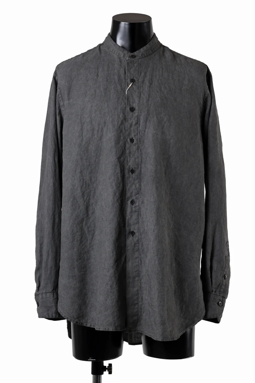 COLINA GRANPA SHIRT / NATURAL DYED LINEN POPLIN (SUMI KURO)