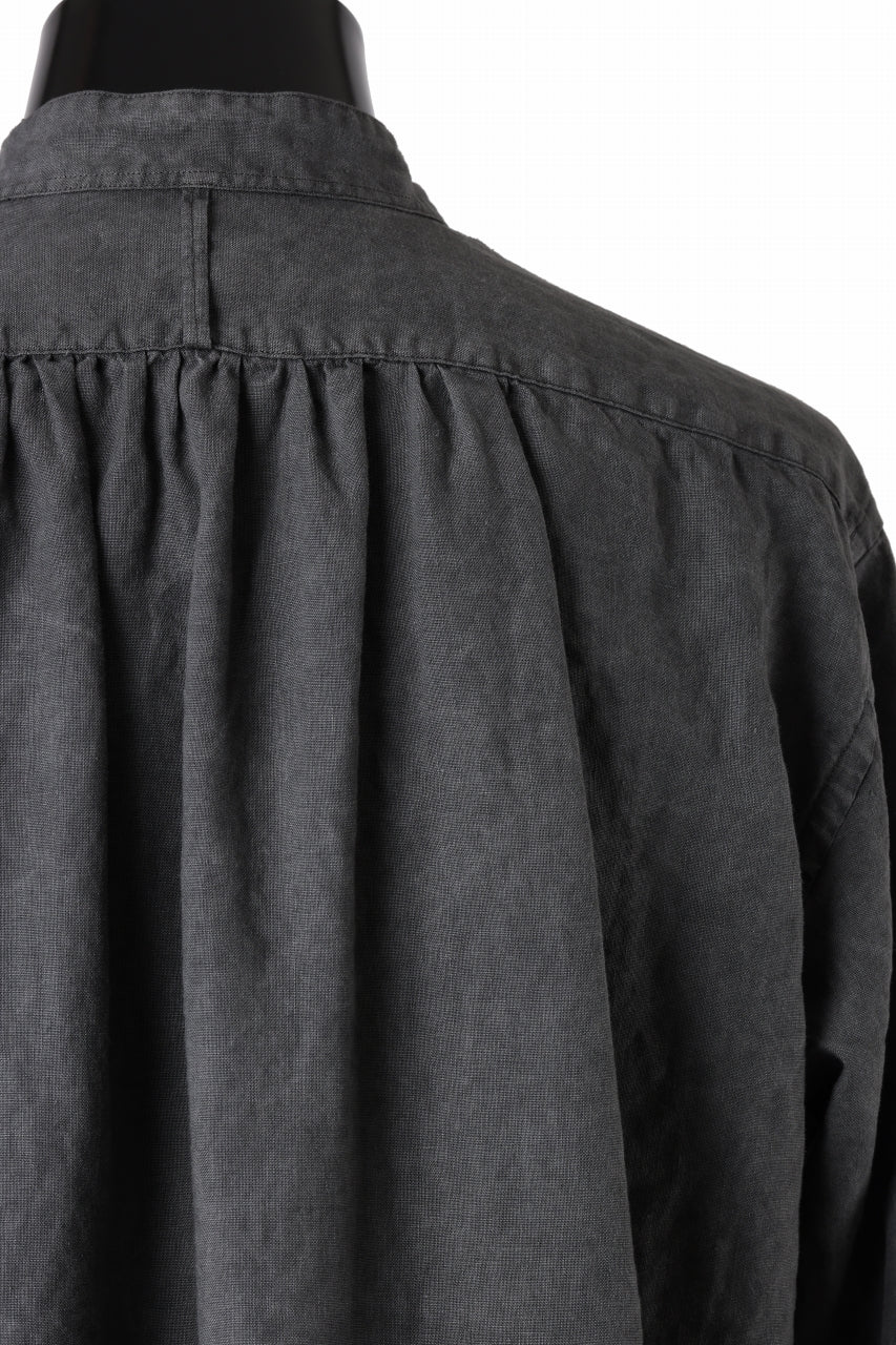 COLINA GRANPA SHIRT / NATURAL DYED LINEN POPLIN (SUMI KURO) - Image 10