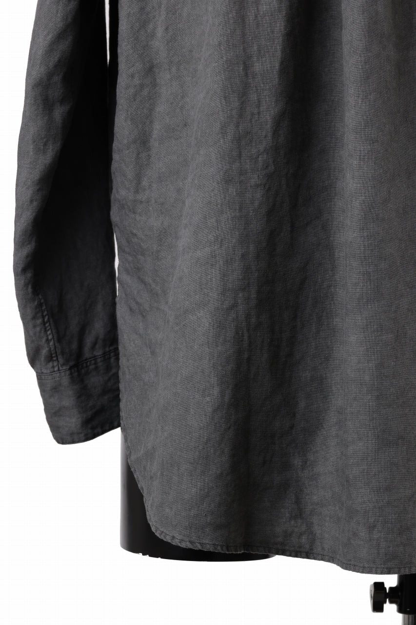 COLINA GRANPA SHIRT / NATURAL DYED LINEN POPLIN (SUMI KURO) - Image 11