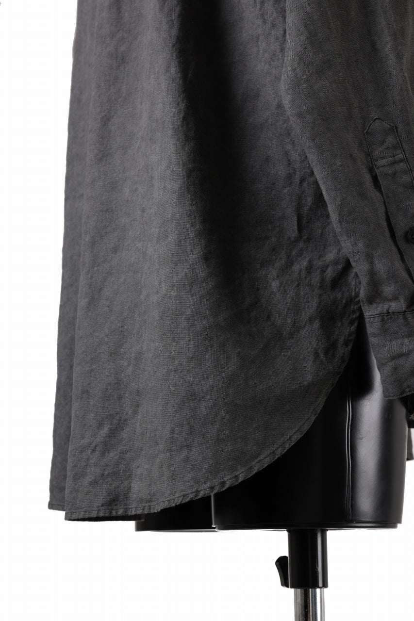COLINA GRANPA SHIRT / NATURAL DYED LINEN POPLIN (SUMI KURO) - Image 12