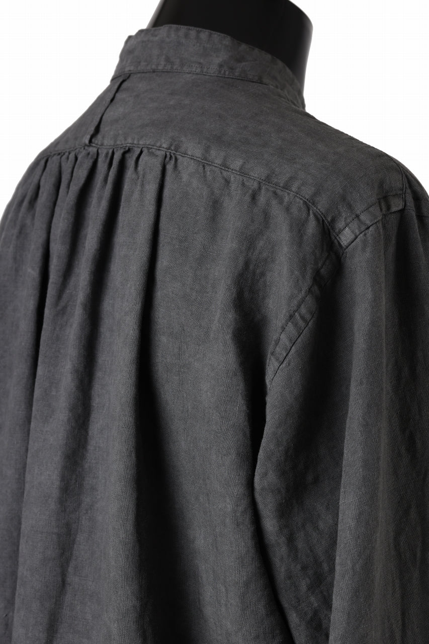 COLINA GRANPA SHIRT / NATURAL DYED LINEN POPLIN (SUMI KURO) - Image 13