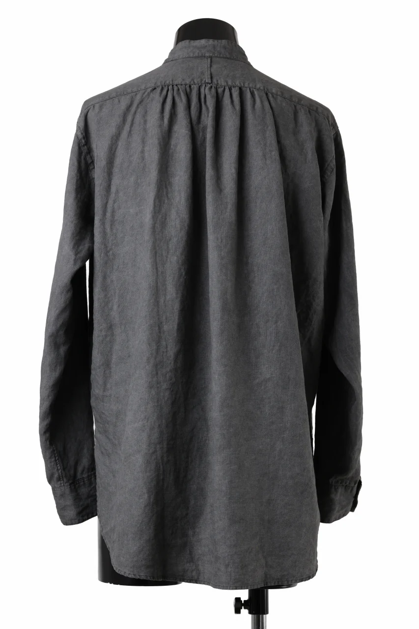 COLINA GRANPA SHIRT / NATURAL DYED LINEN POPLIN (SUMI KURO) - Image 4