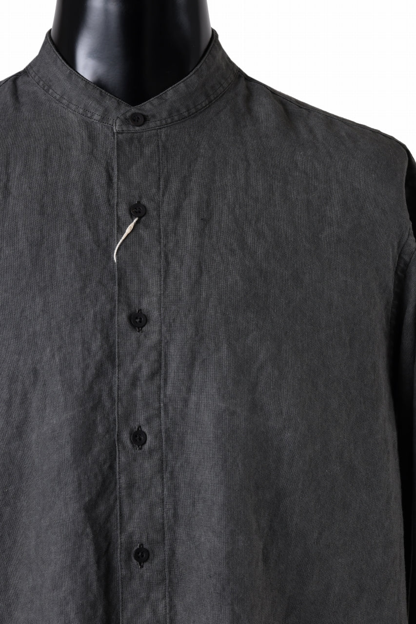 COLINA GRANPA SHIRT / NATURAL DYED LINEN POPLIN (SUMI KURO) - Image 5
