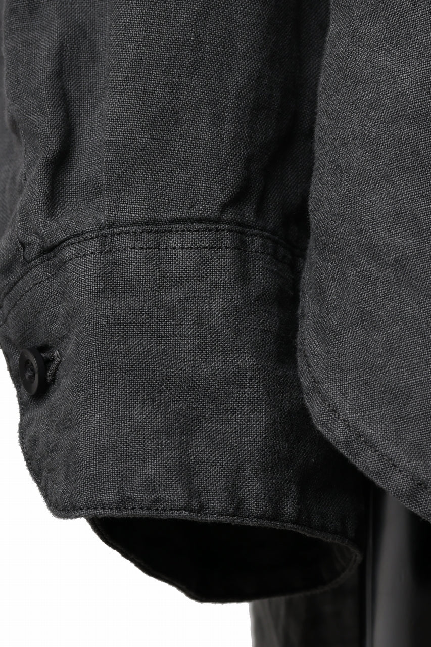 COLINA GRANPA SHIRT / NATURAL DYED LINEN POPLIN (SUMI KURO) - Image 6