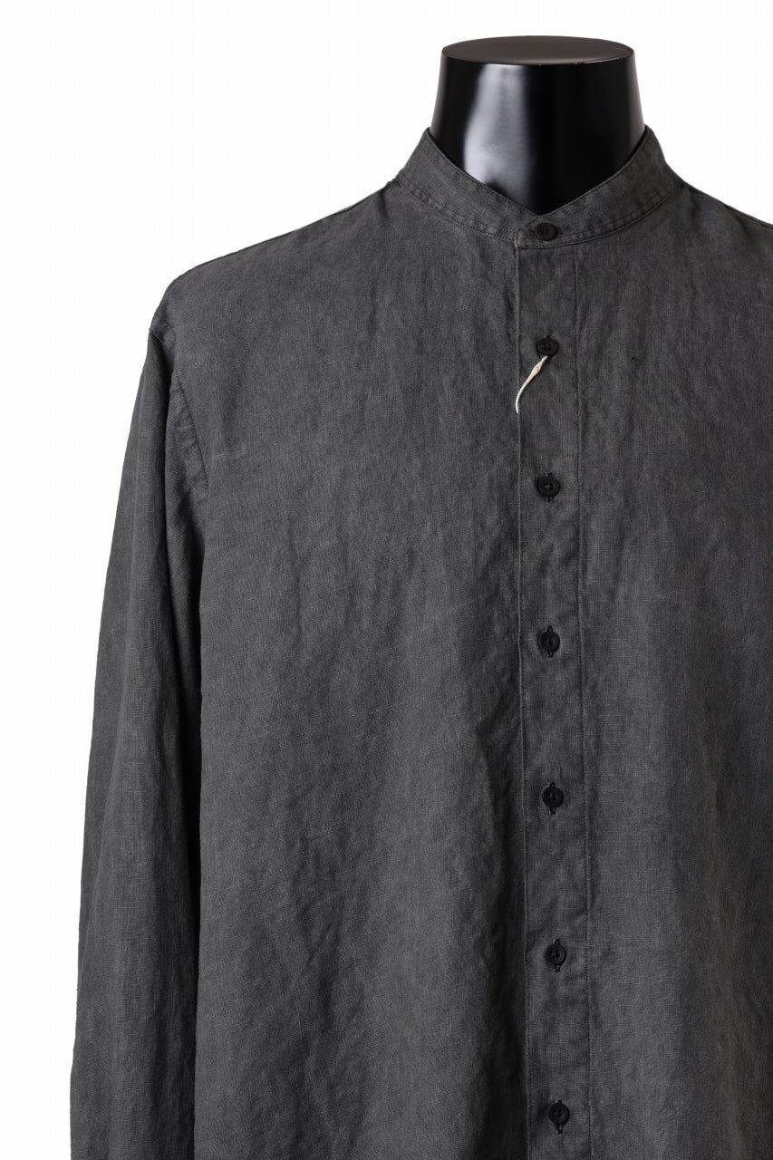 COLINA GRANPA SHIRT / NATURAL DYED LINEN POPLIN (SUMI KURO) - Image 8