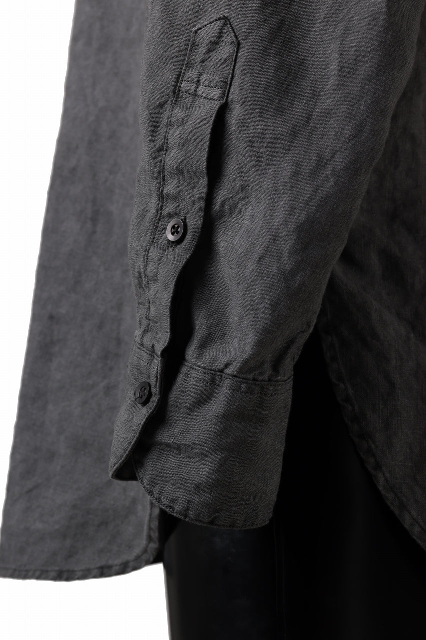 COLINA GRANPA SHIRT / NATURAL DYED LINEN POPLIN (SUMI KURO) - Image 9