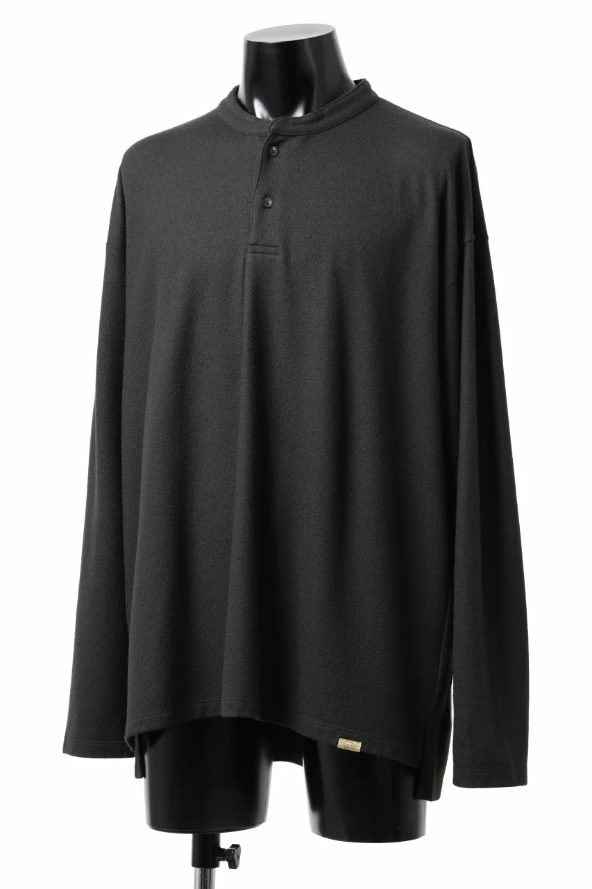 COLINA HENLEY NECK PO SHIRTS / SUPER 140s WASHABLE WOOL (EBONY) - Image 11