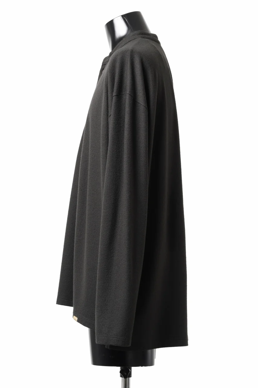 COLINA HENLEY NECK PO SHIRTS / SUPER 140s WASHABLE WOOL (EBONY) - Image 12