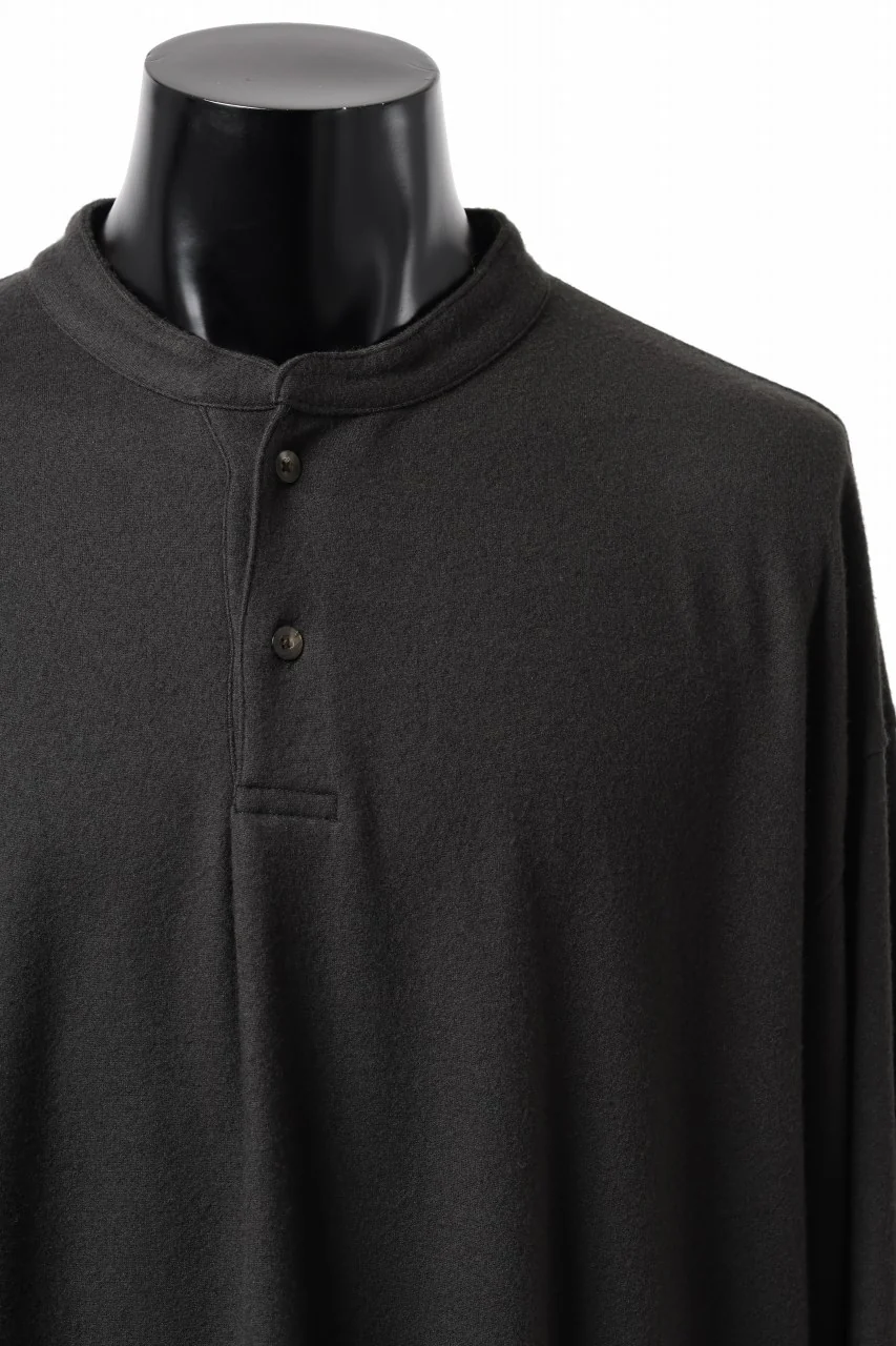 COLINA HENLEY NECK PO SHIRTS / SUPER 140s WASHABLE WOOL (EBONY) - Image 14