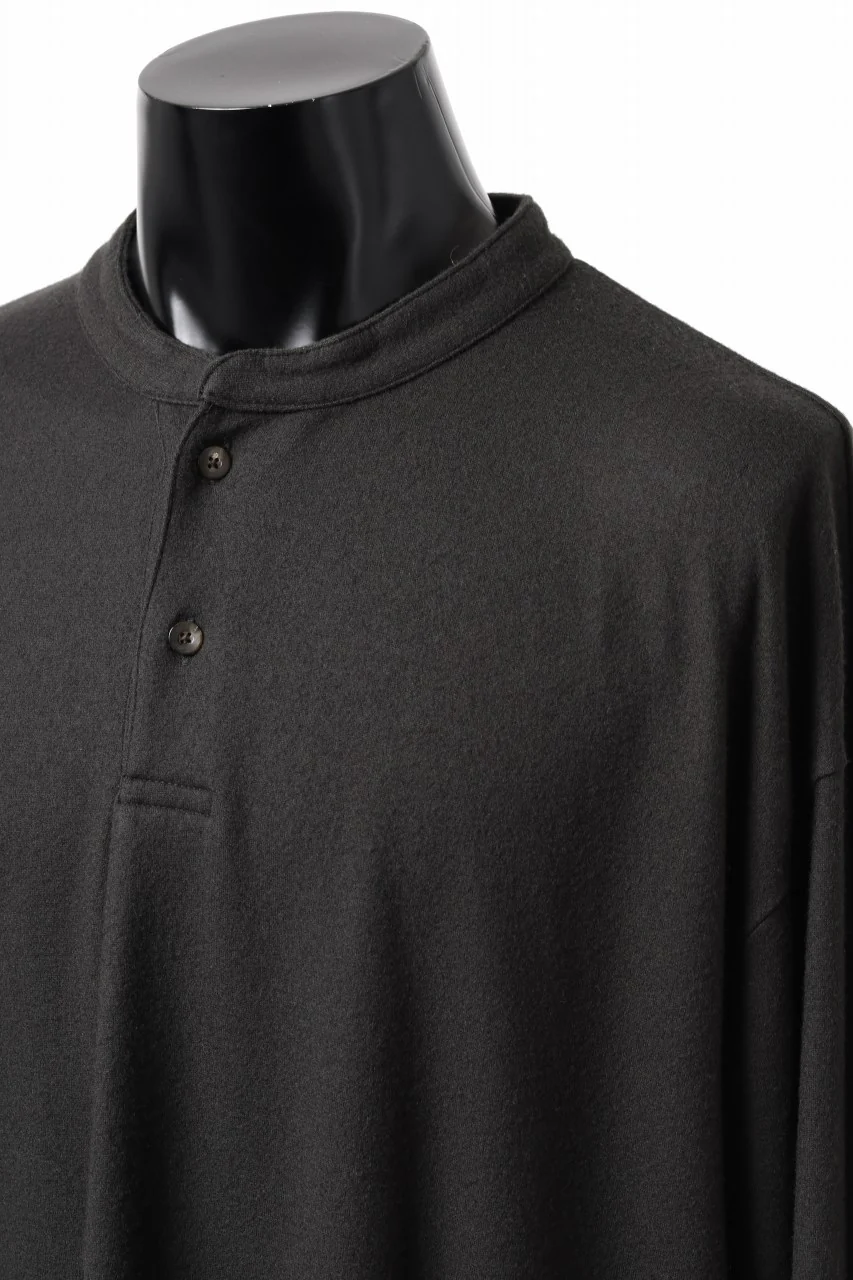 COLINA HENLEY NECK PO SHIRTS / SUPER 140s WASHABLE WOOL (EBONY) - Image 18