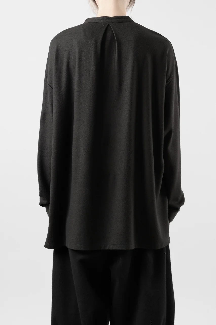 COLINA HENLEY NECK PO SHIRTS / SUPER 140s WASHABLE WOOL (EBONY) - Image 7