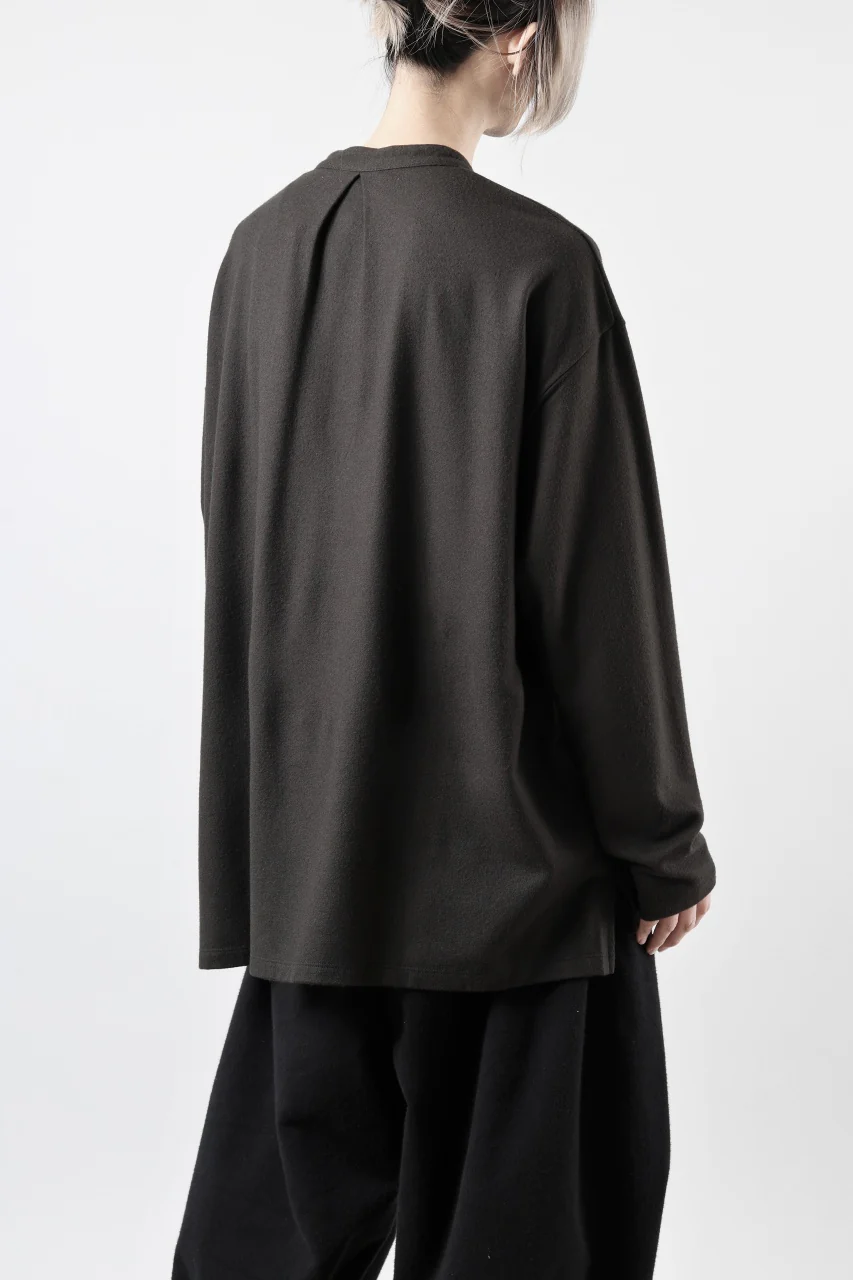 COLINA HENLEY NECK PO SHIRTS / SUPER 140s WASHABLE WOOL (EBONY) - Image 9