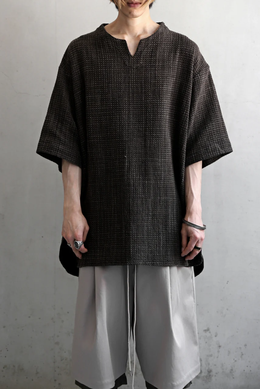 COLINA KEY NECK PULLOVER SHIRT / GARABO LIGHT SASHIKO (ZAKURO) - Image 23