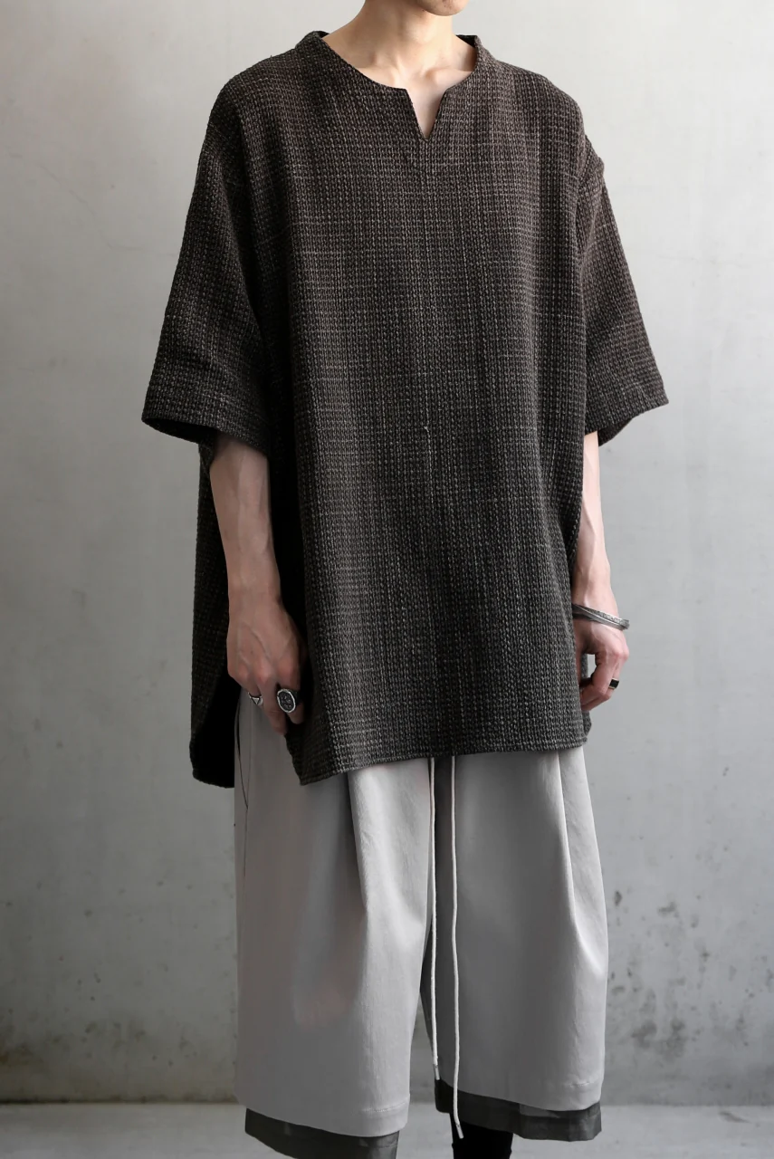 COLINA KEY NECK PULLOVER SHIRT / GARABO LIGHT SASHIKO (ZAKURO) - Image 24