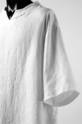 COLINA KEY NECK PULLOVER SHIRT / HERRINGBONE LINEN (WHITE) - Image 8