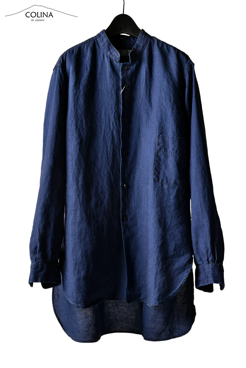 COLINA LINEN INDIGO GRANPA SHIRTS (INDIGO)