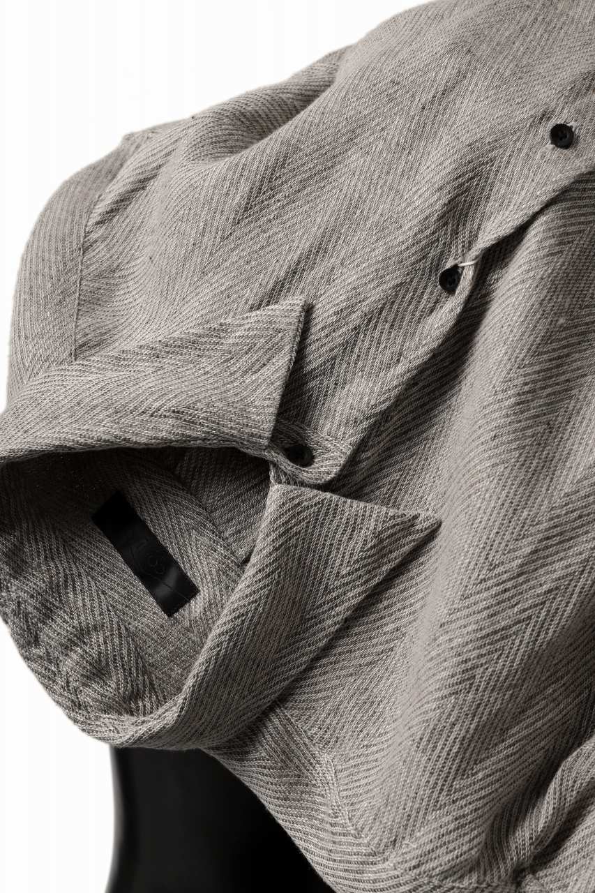COLINA MINIMAL SHIRT / LINEN LOOSE HERRINGBONE (GREIGE) - Image 12