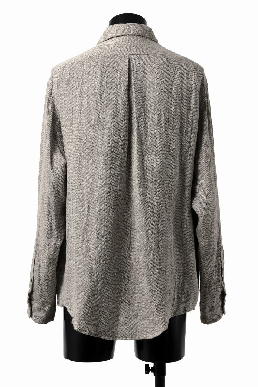COLINA MINIMAL SHIRT / LINEN LOOSE HERRINGBONE (GREIGE) - Image 4