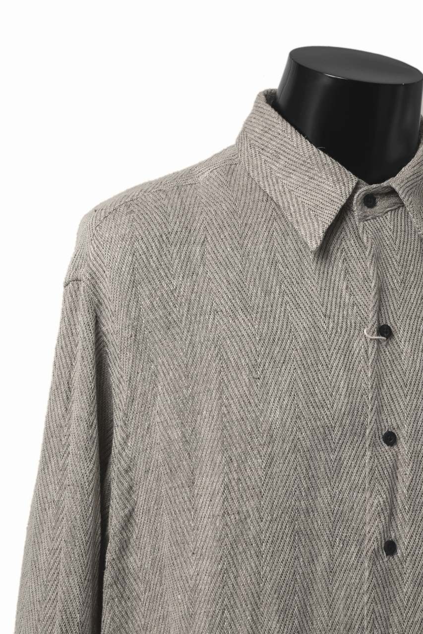 COLINA MINIMAL SHIRT / LINEN LOOSE HERRINGBONE (GREIGE) - Image 7