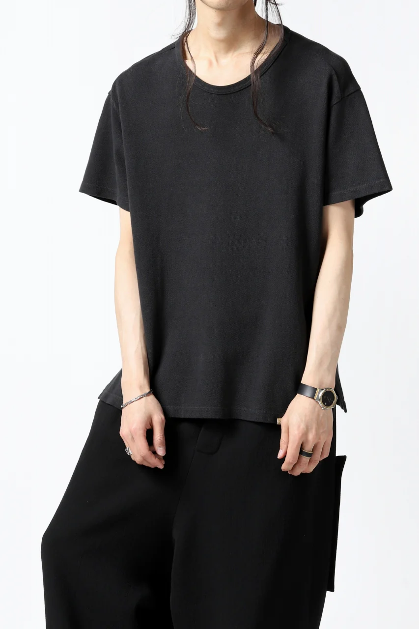 COLINA RELAX FIT T-SHIRT / PIQUE KNITTING JERSEY (ANTIQUE BLACK) - Image 2