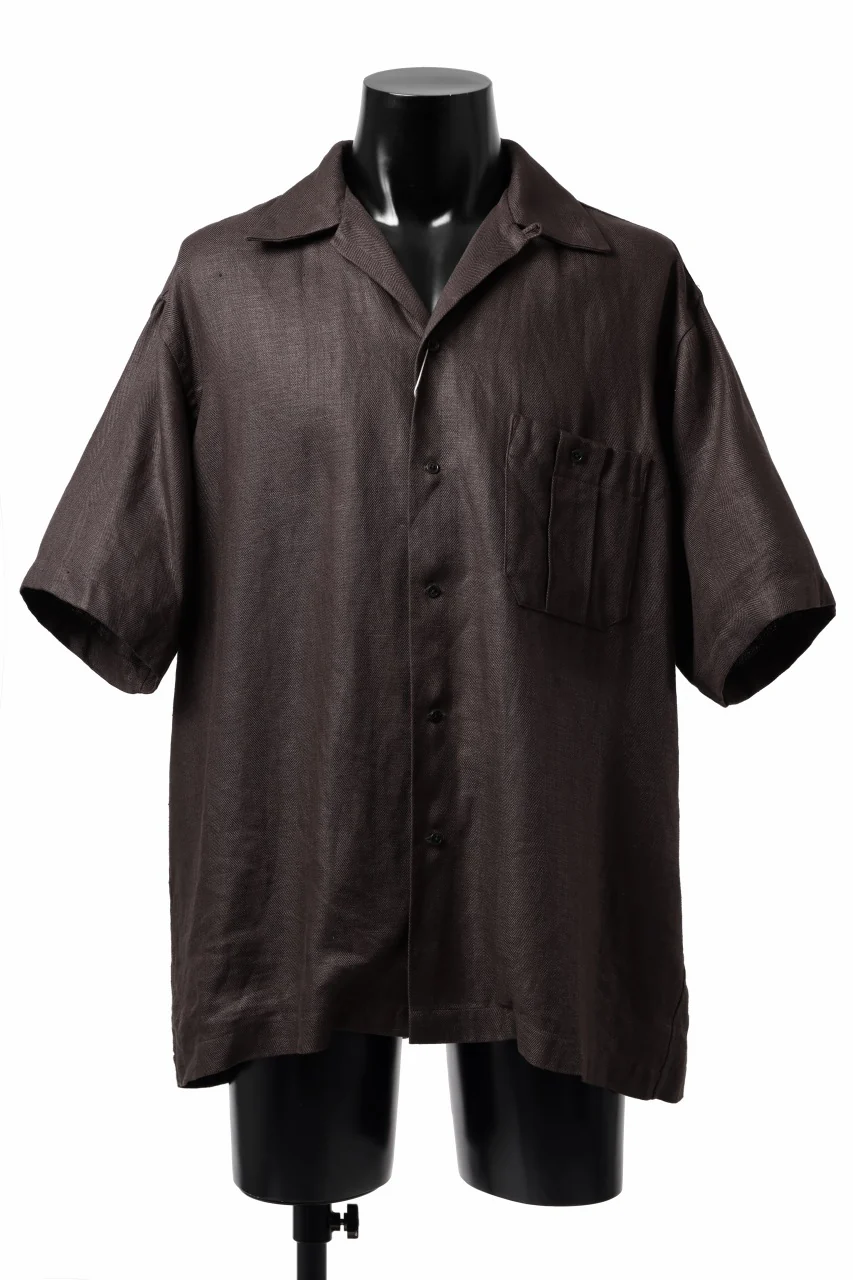 COLINA SAFARI SHIRT / SAFILIN LINEN HERRINGBONE (BROWN)