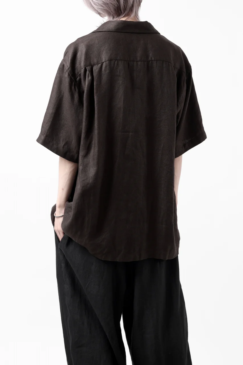 COLINA SAFARI SHIRT / SAFILIN LINEN HERRINGBONE (BROWN) - Image 10