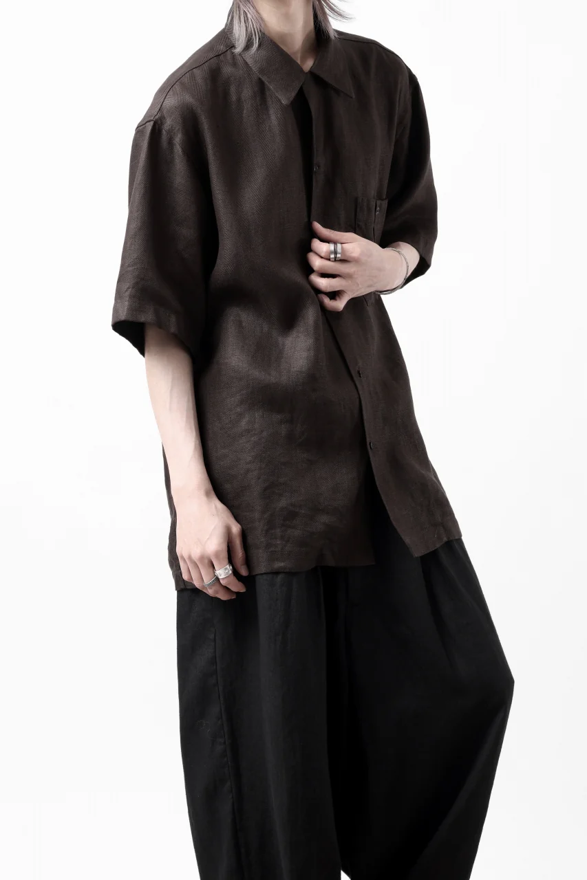 COLINA SAFARI SHIRT / SAFILIN LINEN HERRINGBONE (BROWN) - Image 11
