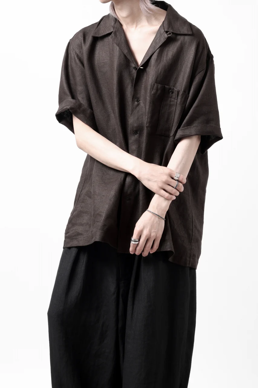 COLINA SAFARI SHIRT / SAFILIN LINEN HERRINGBONE (BROWN) - Image 12