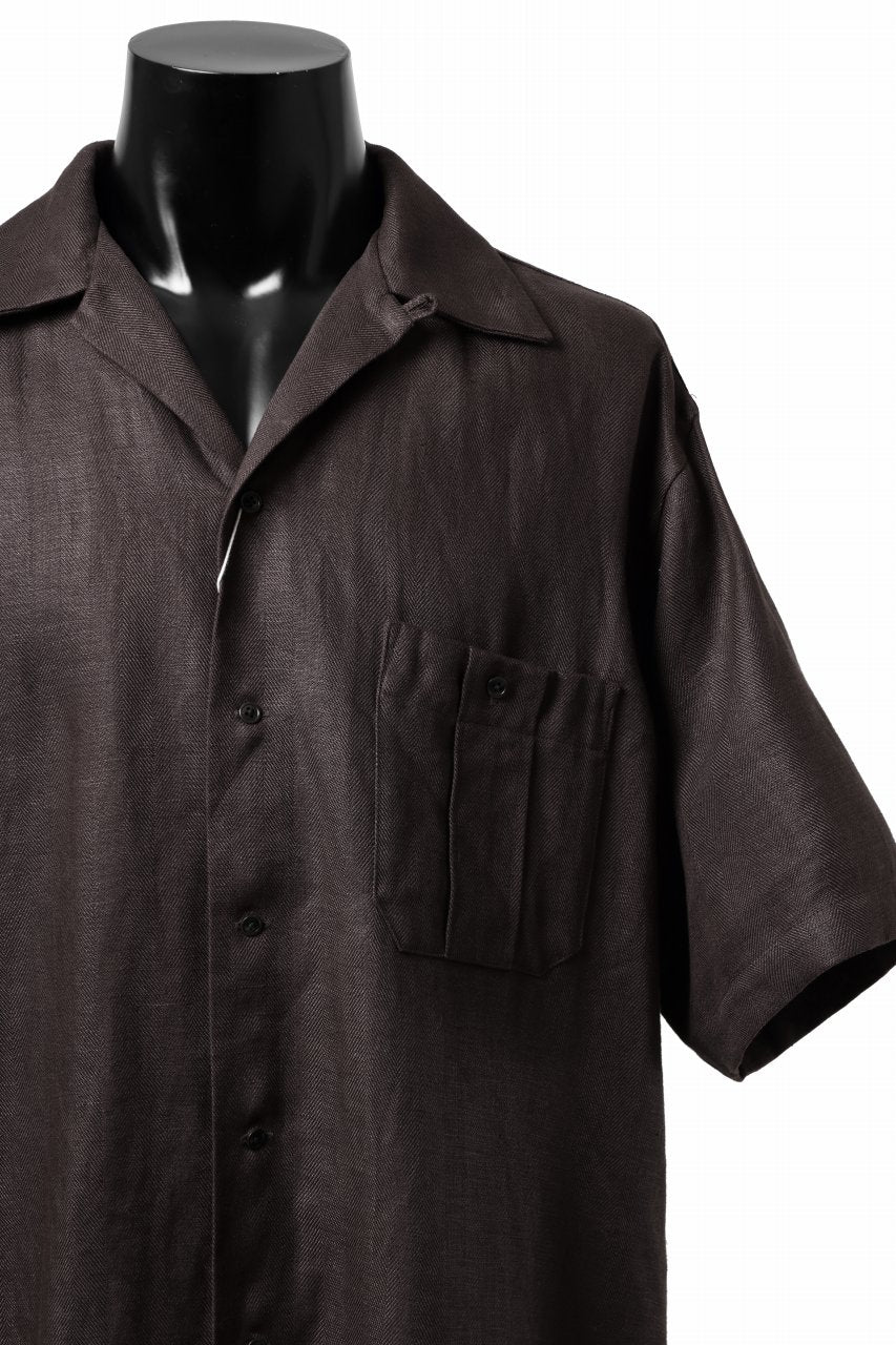 COLINA SAFARI SHIRT / SAFILIN LINEN HERRINGBONE (BROWN) - Image 17