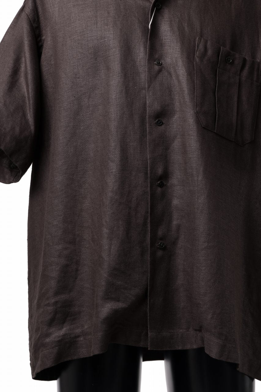 COLINA SAFARI SHIRT / SAFILIN LINEN HERRINGBONE (BROWN) - Image 18
