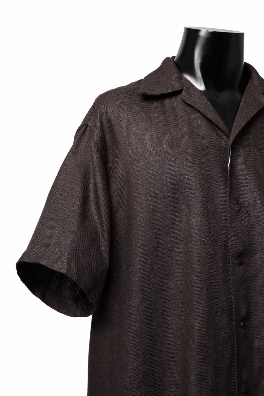COLINA SAFARI SHIRT / SAFILIN LINEN HERRINGBONE (BROWN) - Image 19