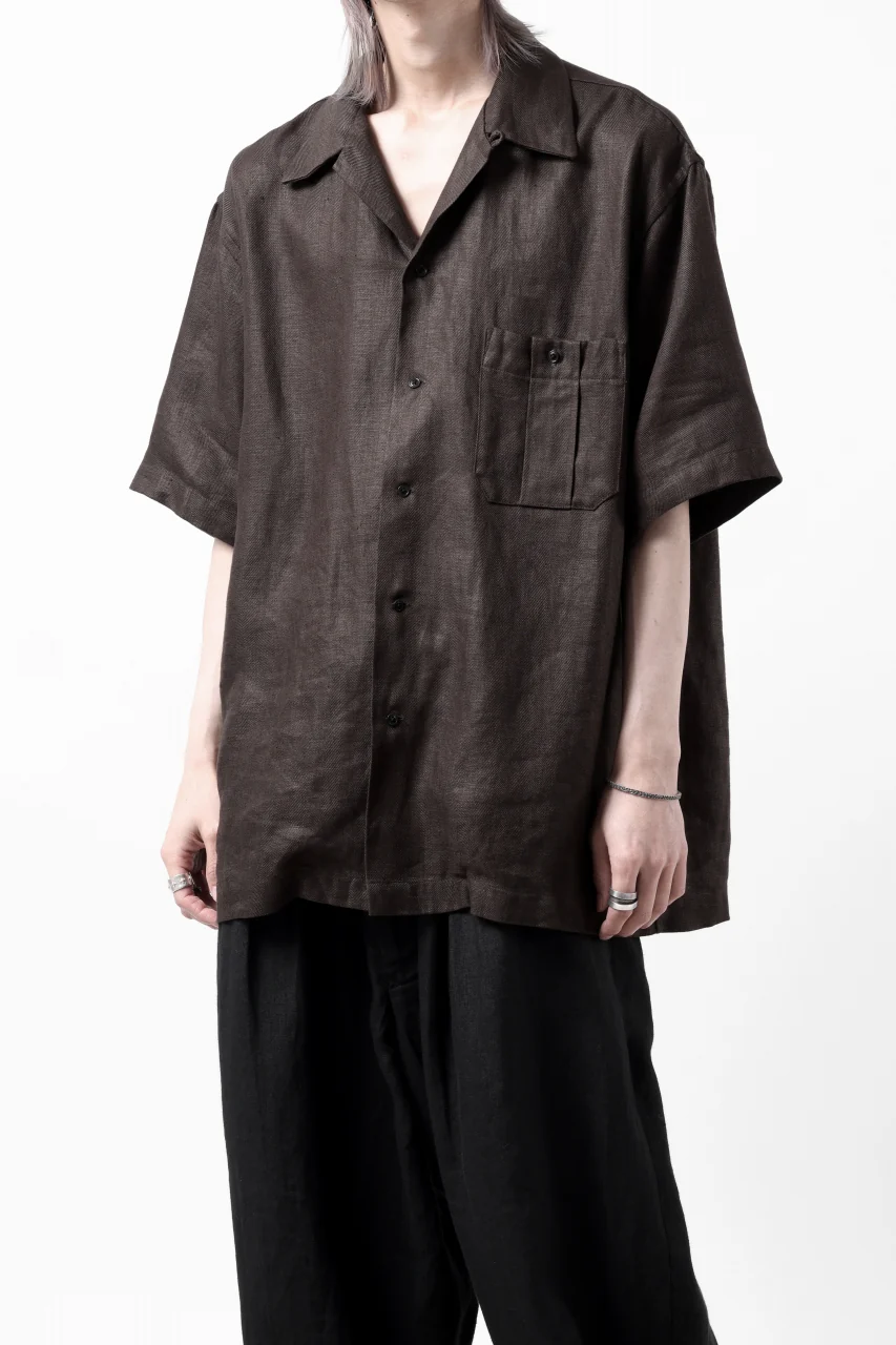 COLINA SAFARI SHIRT / SAFILIN LINEN HERRINGBONE (BROWN) - Image 2