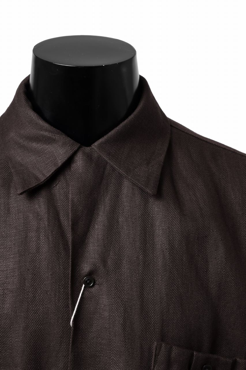 COLINA SAFARI SHIRT / SAFILIN LINEN HERRINGBONE (BROWN) - Image 20