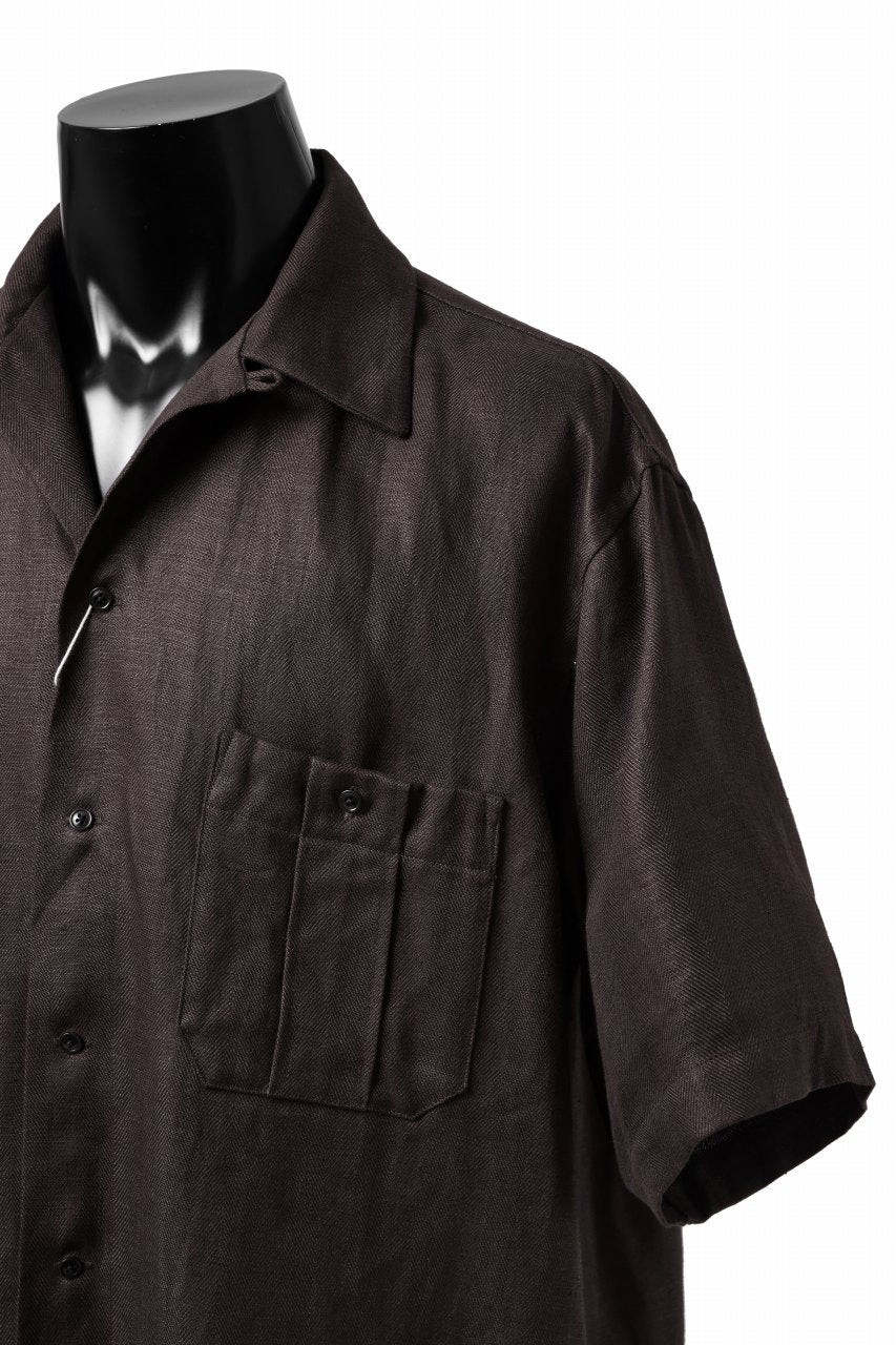 COLINA SAFARI SHIRT / SAFILIN LINEN HERRINGBONE (BROWN) - Image 21