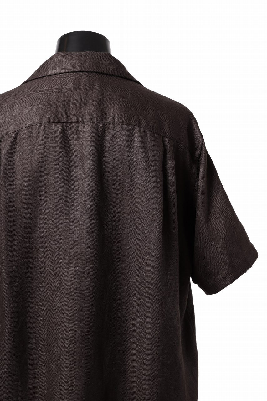 COLINA SAFARI SHIRT / SAFILIN LINEN HERRINGBONE (BROWN) - Image 22