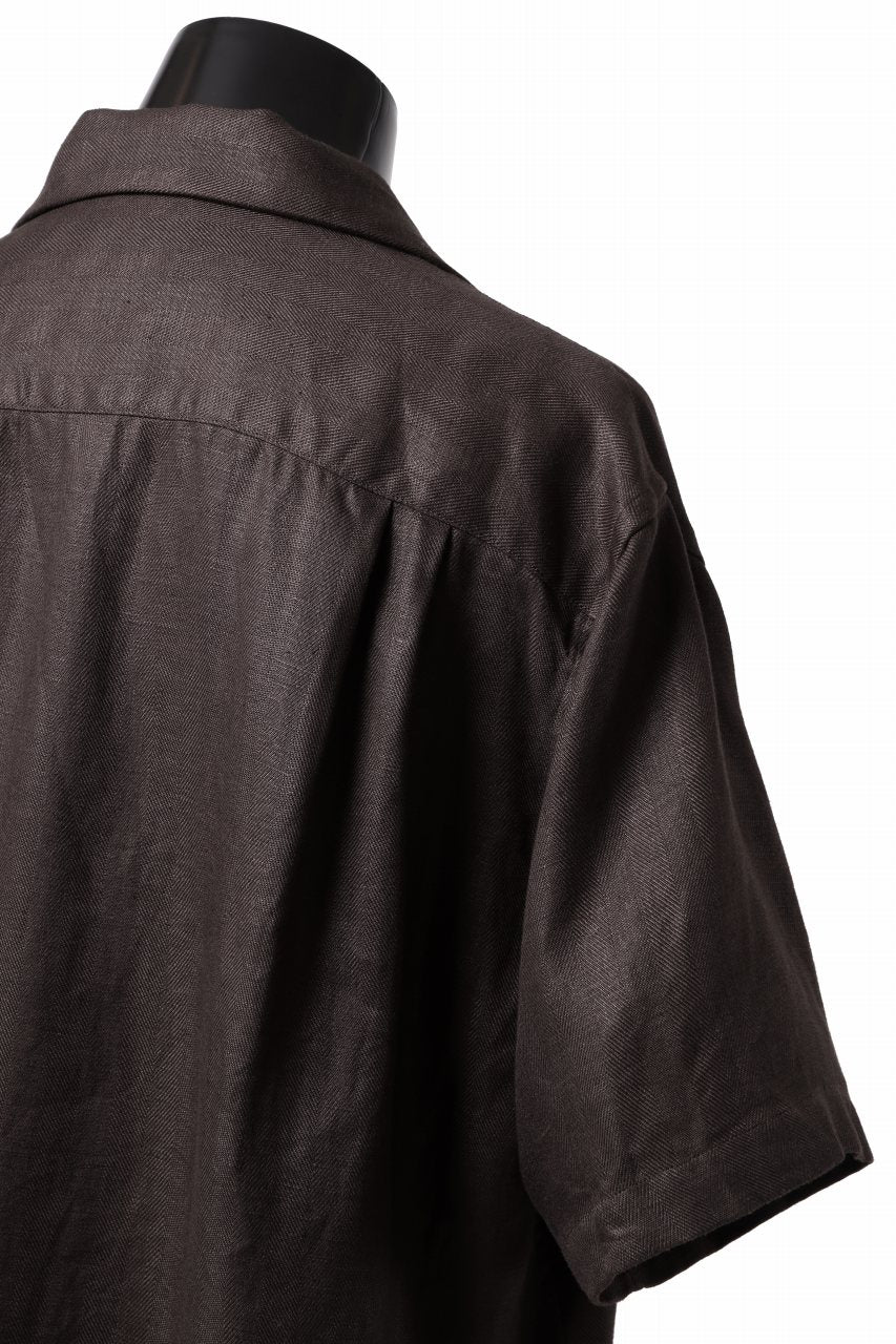 COLINA SAFARI SHIRT / SAFILIN LINEN HERRINGBONE (BROWN) - Image 23